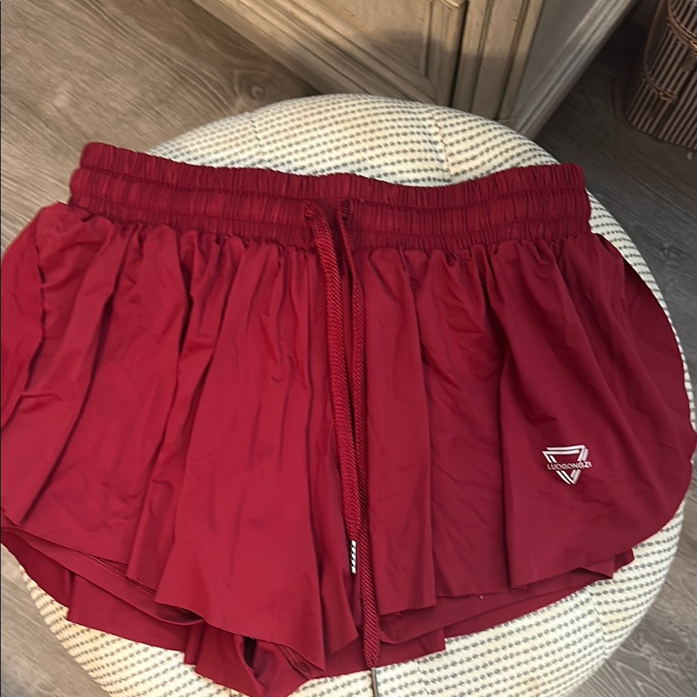 Maroon athletic shorts from Amazon